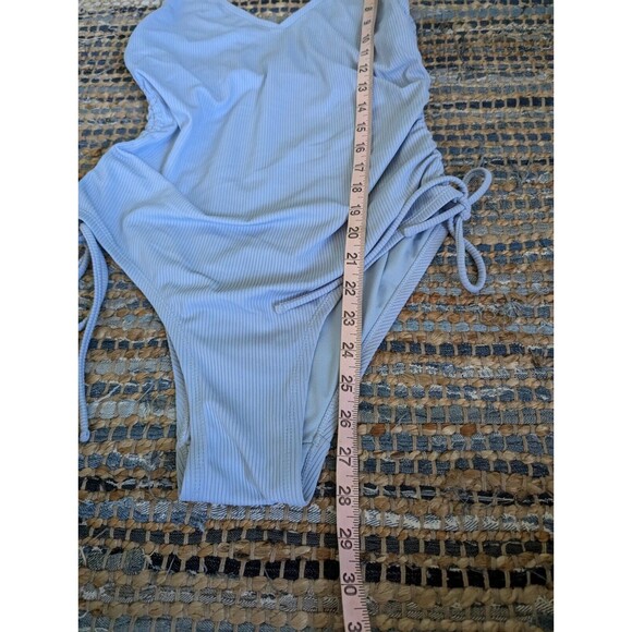 Time and Tru Swimwear Womens M Blue Missy Side Shirred One-Piece Swimsuit - Picture 4 of 5